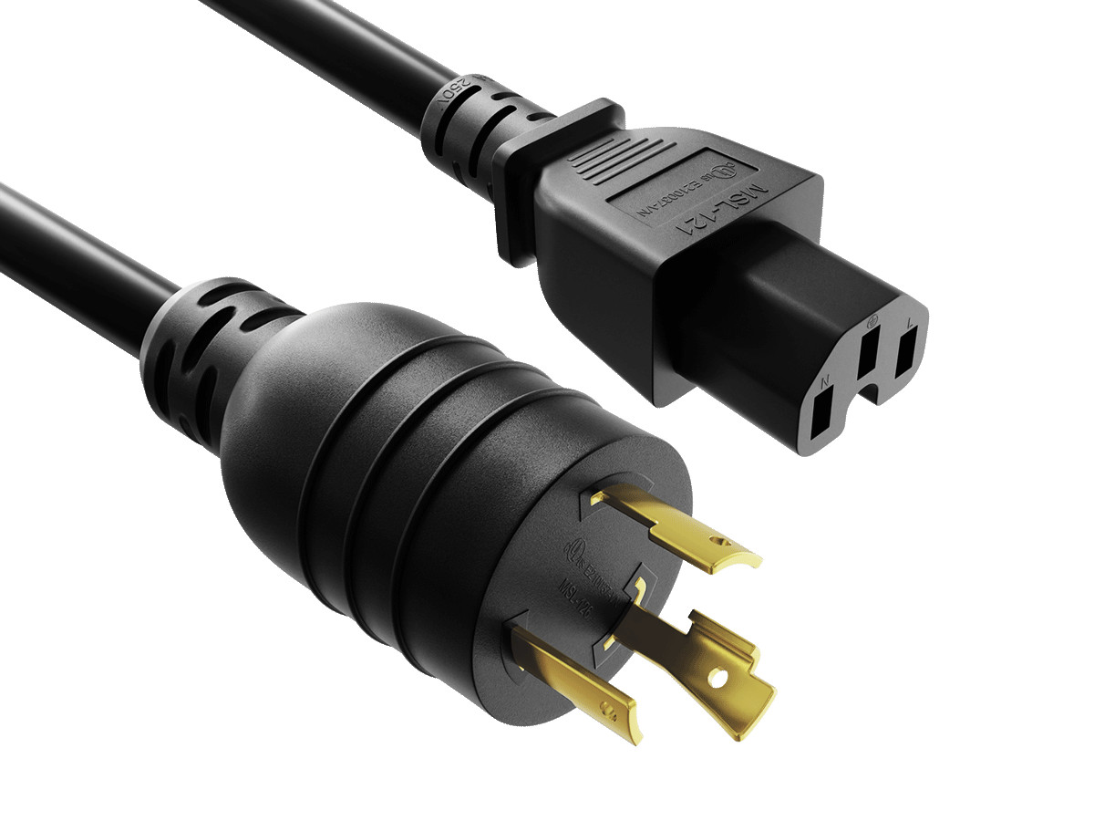15ft NEMA L6-20P to C15 Heavy-Duty Locking Power Cord 14 AWG 15A/250V SJT Hig...
