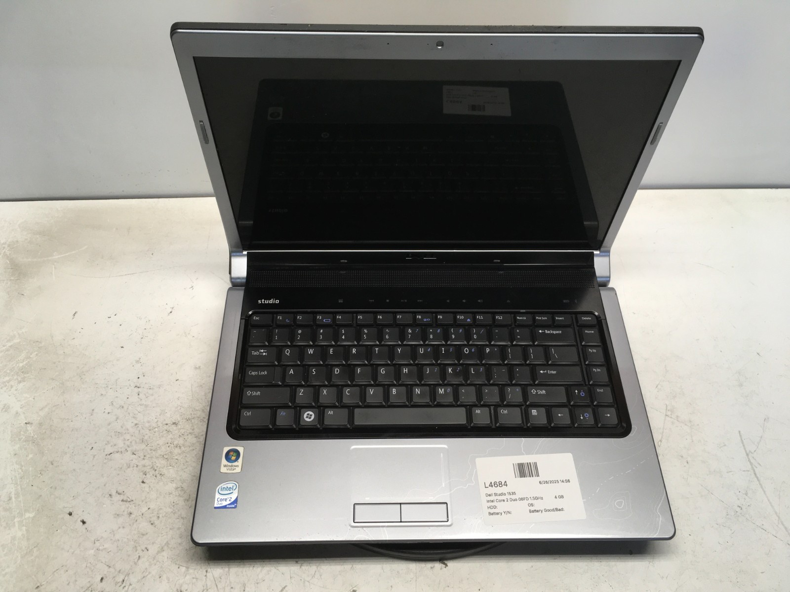 Dell Studio 1535 Intel Core 2 Duo 06FD 1.5GHz 4 GB NO HDD/Battery