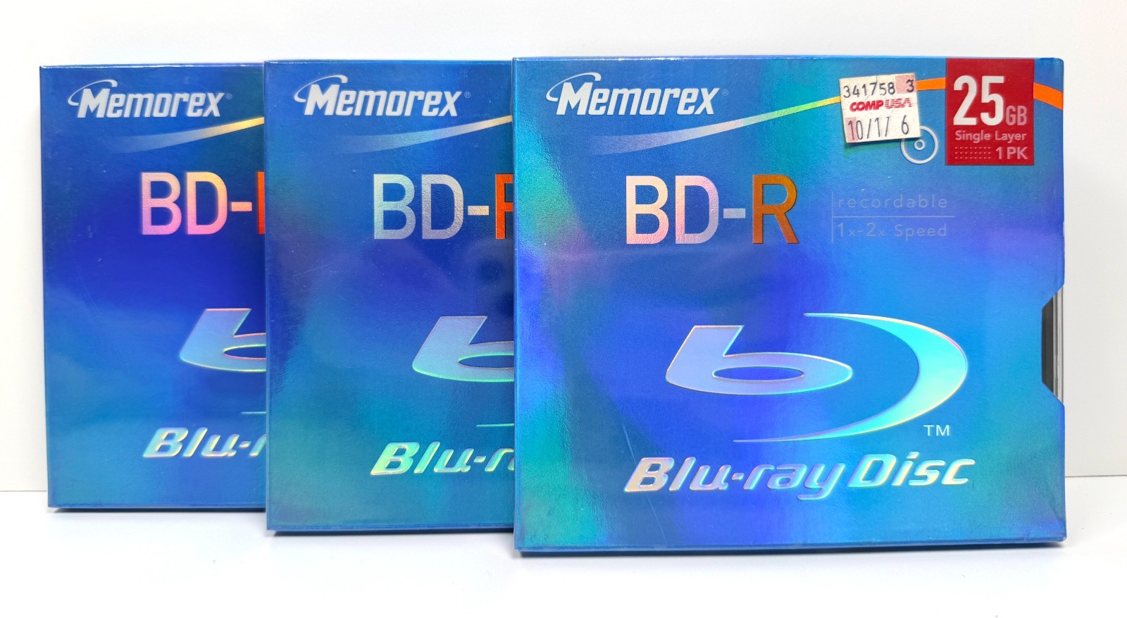 Memorex Recordable BD-R  Blu-Ray Disc 25GB 1-2X New Sealed Jewel Case 3-Pack