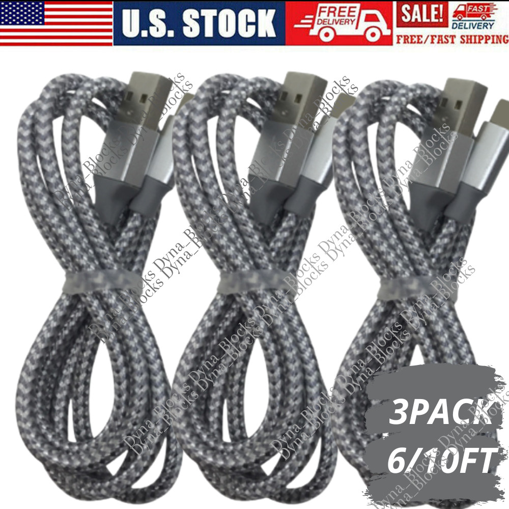 3 Pack Fast Charger USB Cable 6/10FT For iPhone 6 7 8 XS XR 11 12 13 14 Pro Max 