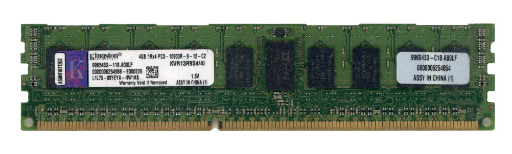 KINGSTON 4GB DDR3 1Rx4 PC3-10600R 1333MHz KVR13R9S4/4I 9965433-119.A00LF ECC REG