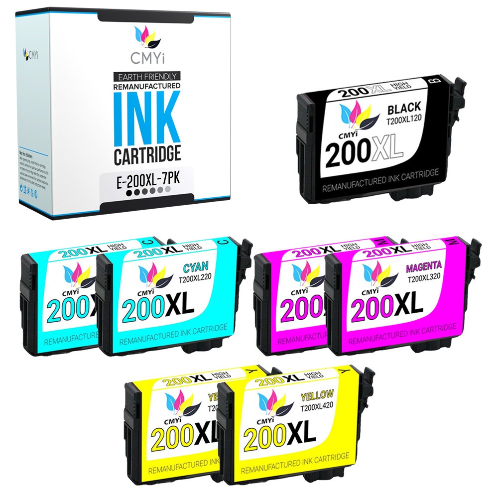 CMYi 7PK Replacement 200XL Ink Cartridges for Epson Workforce WF-2520 2530 2540
