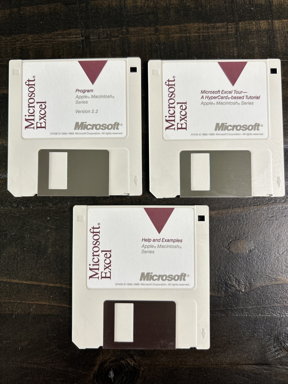 Microsoft Excel 2.2 (1985–1989) – Macintosh – 3.5" Floppy Disk Set (3 Disks)