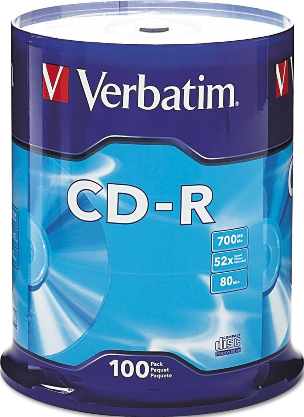 Verbatim CD-R Blank Discs 700MB 80 Minutes 52X Recordable Disc for Data and Musi