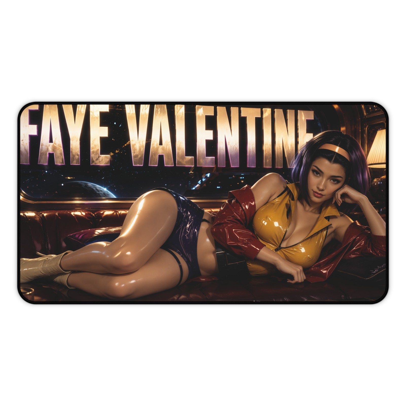 Neoprene Desk Mat Featuring Faye Valentine, Mouse Pad and Workstation Accessory