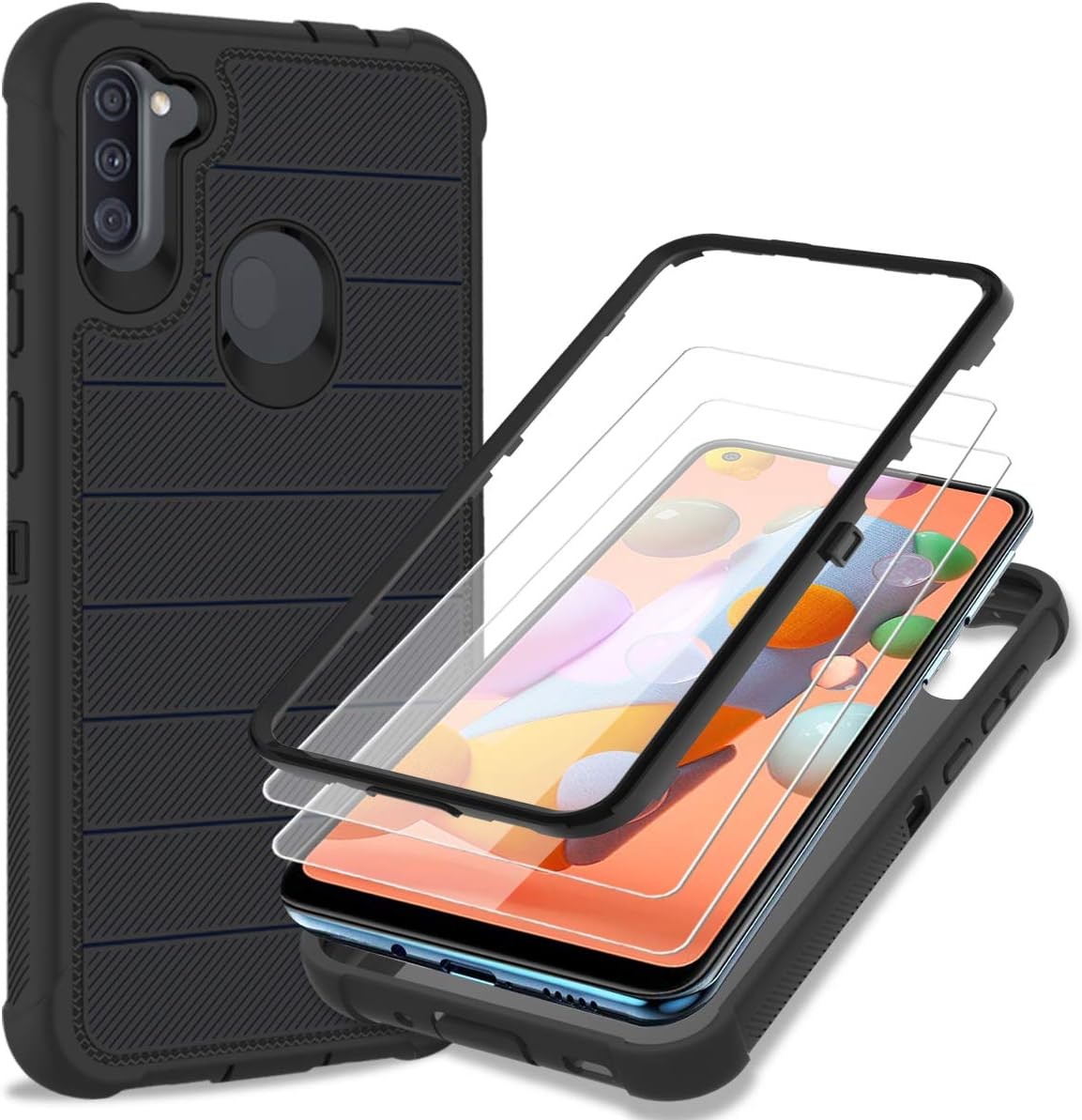 Case for Samsung Galaxy A11 with HD Screen Protector, Heavy Duty, Shock Proof
