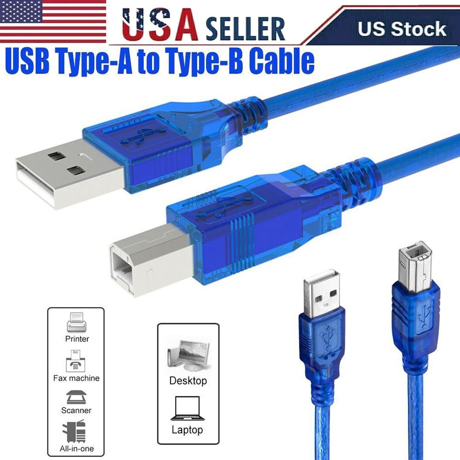 6FT Premium USB2.0 Type A Male to B Male Printer Cable w filter Scanner computer