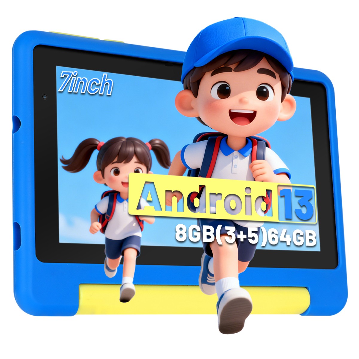Urao Kids Tablet 7 inch Android 13 Tablets 32GB / 64GB Shockproof Blue ＆ Purple