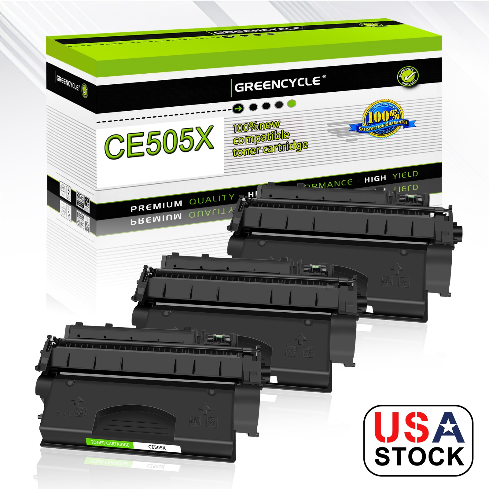 3PK CE505X BK Toner Cartridge Fits For HP LaserJet P2050 P2055 P2055n Hign Yield