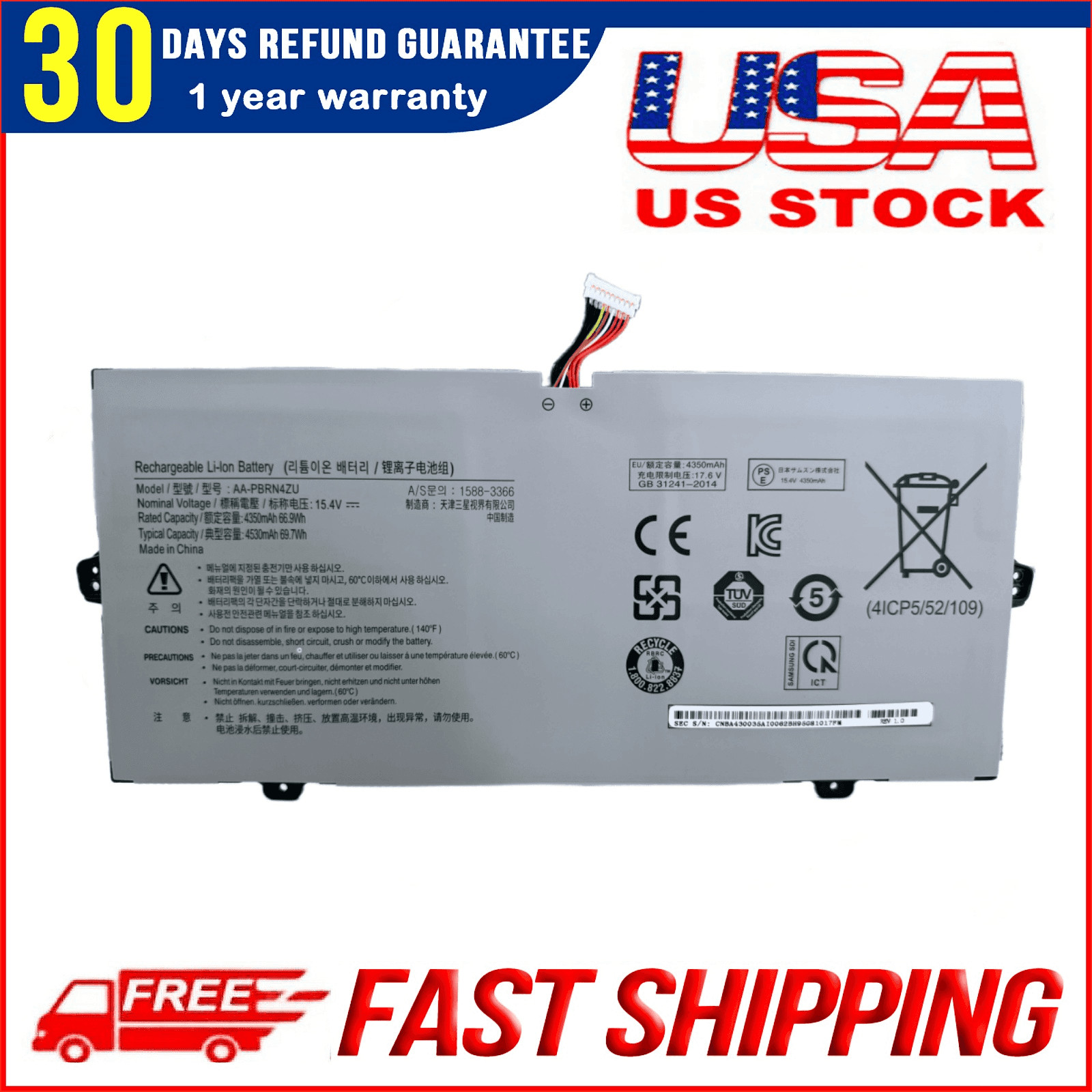 New OEM AA-PBRN4ZU Battery for Samsung Galaxy 930QCG 930XCJ NP930QCG 950QCG