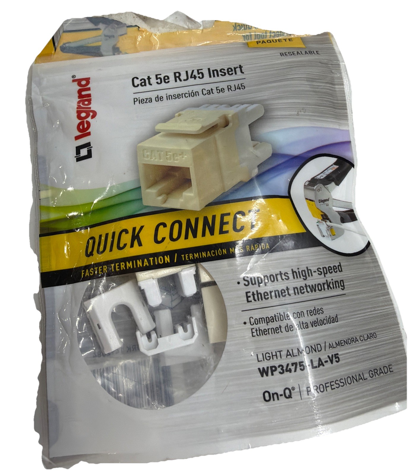 Legrand 5 pack Cat 5e RJ45 Insert 5-mm Quick Connect light almond WP3475-LA-V5  