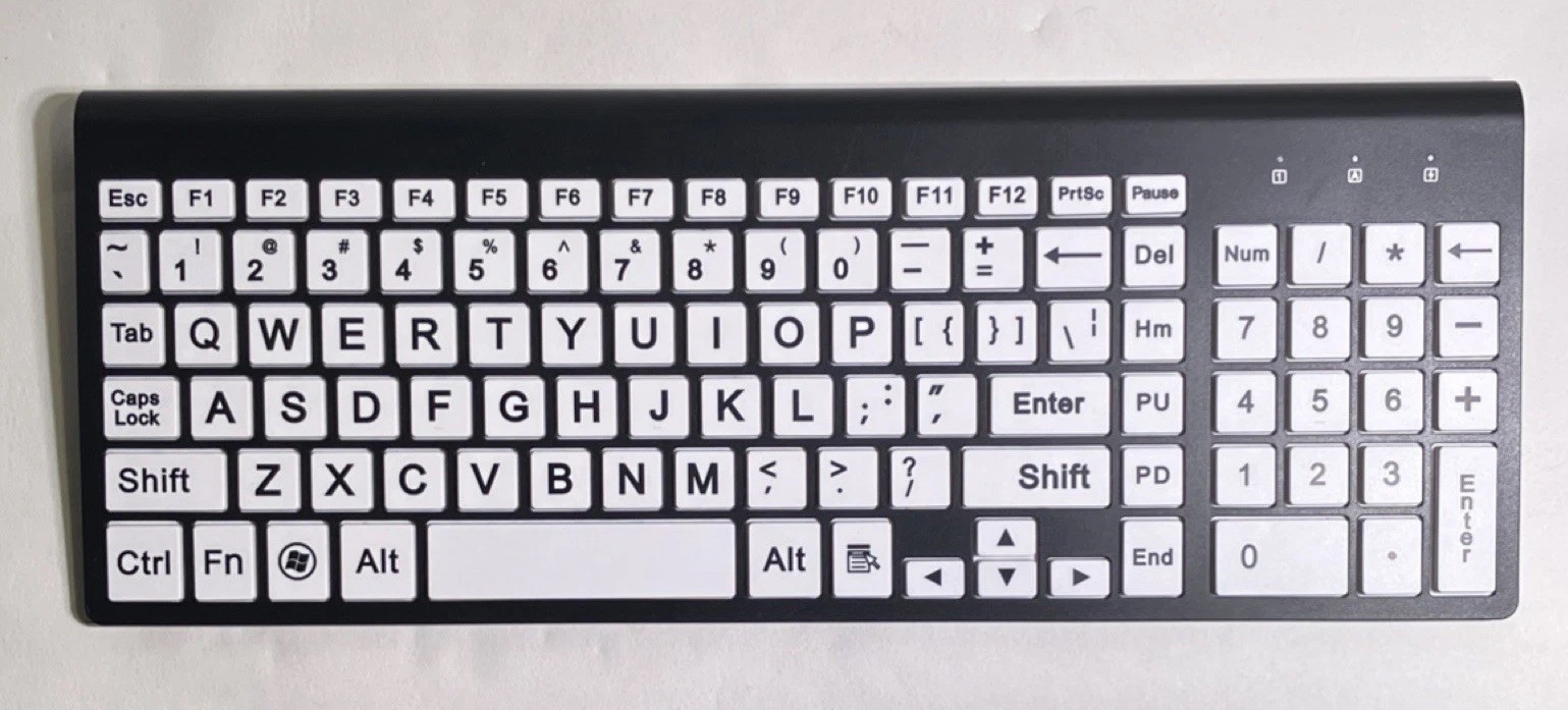 Mini Wireless Keyboard, Black Plastic, English QWERTY w/ Numeric Keypad