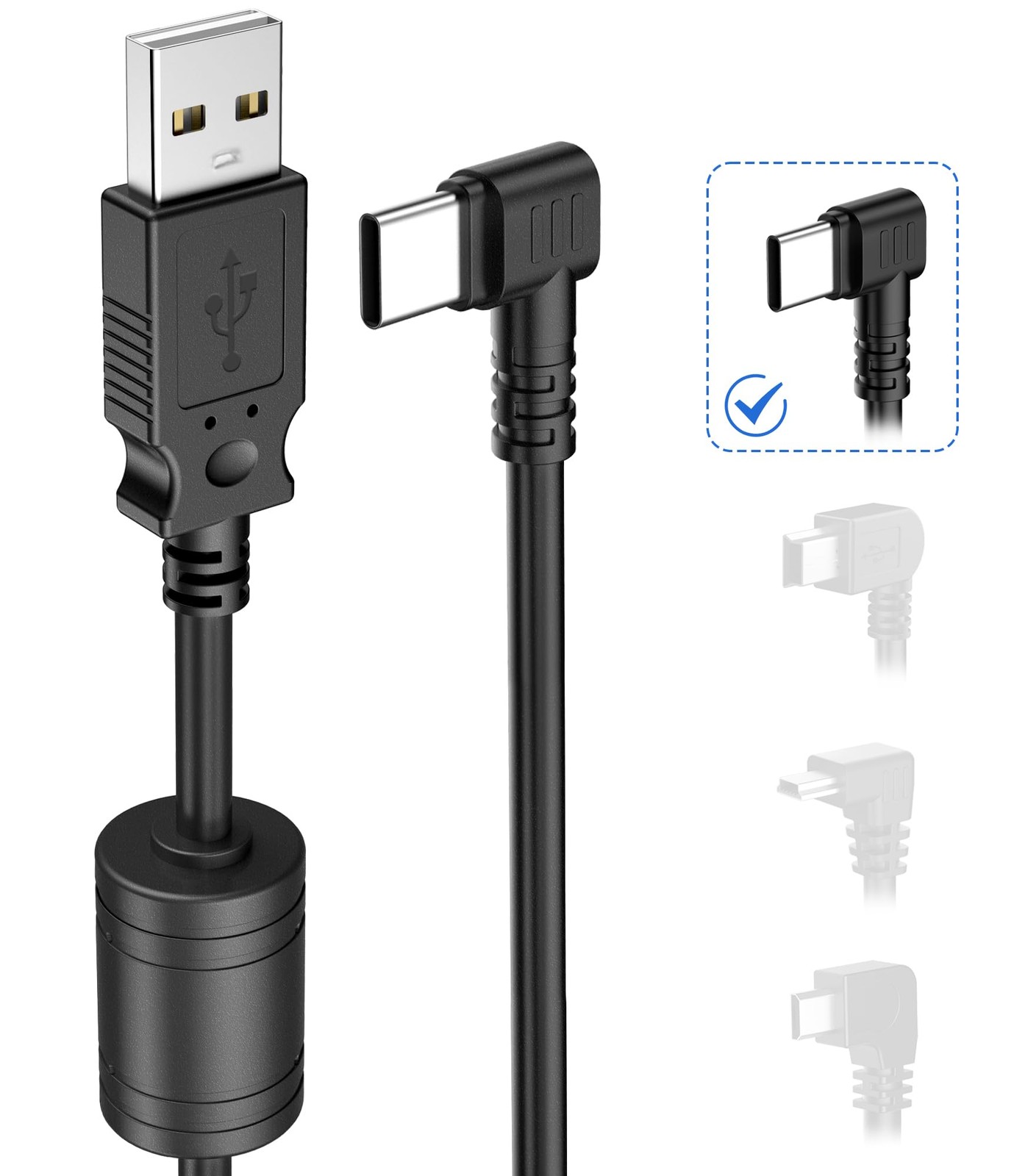 Gonifeto Dash Cam Power Cord,(10Ft USB Type-C) Thicker Type-C, Black 