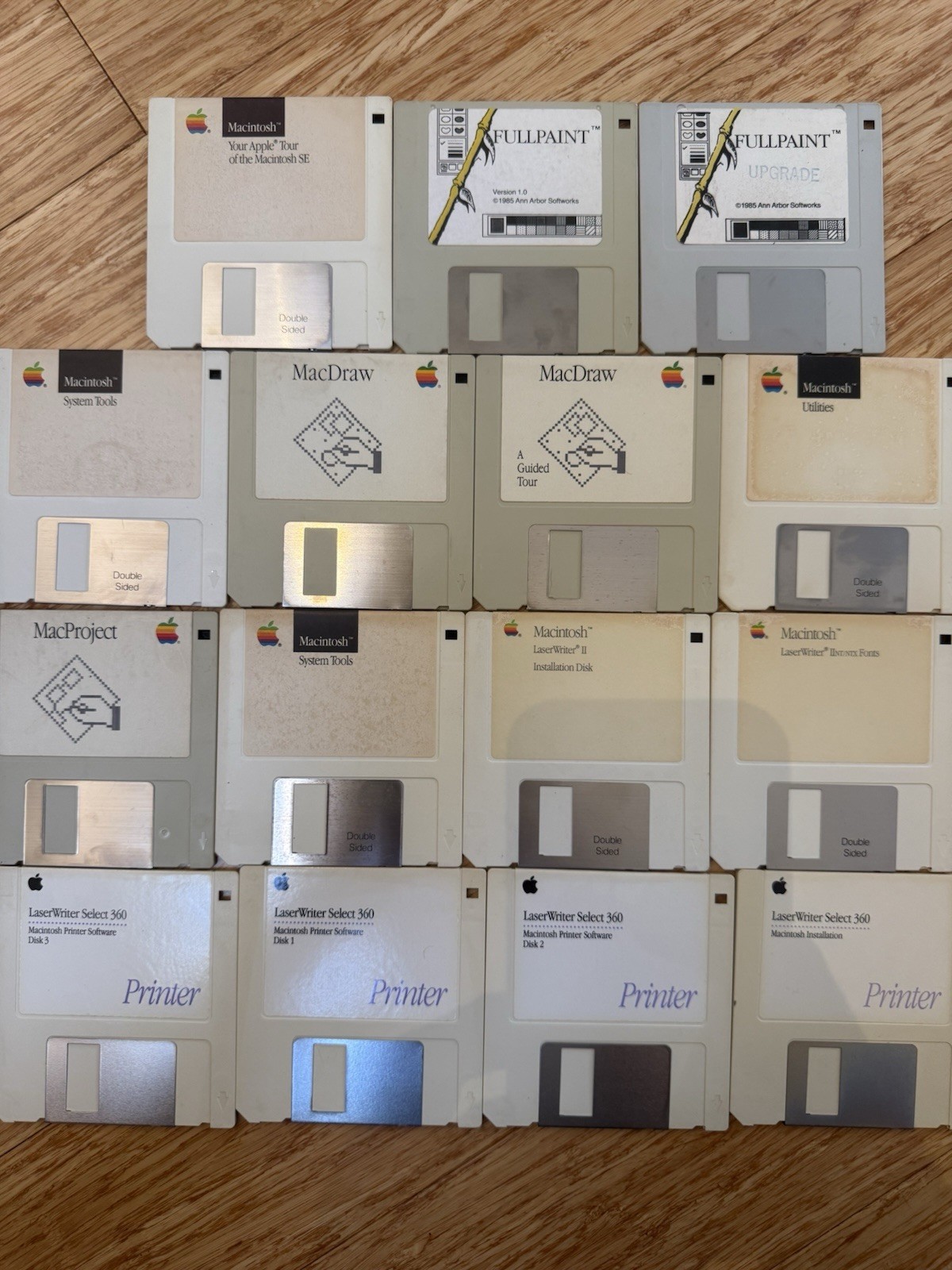 Vintage Apple Macintosh 3.5 Floppy Disk Lot MacDraw MacProject FullPaint System