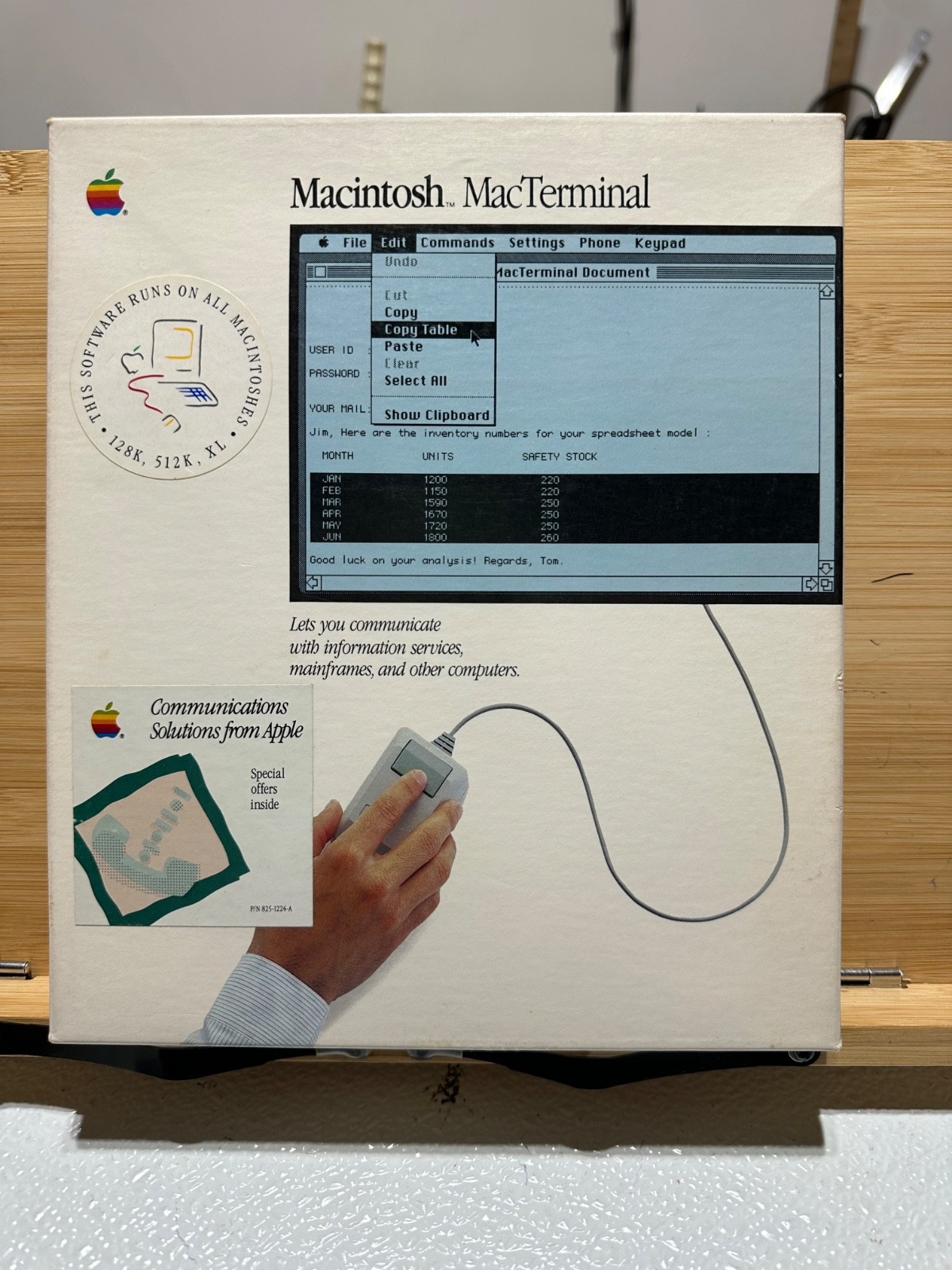Macintosh MacTerminal Ver 1.0 VTG Apple software 1984 Special Offers Inside box