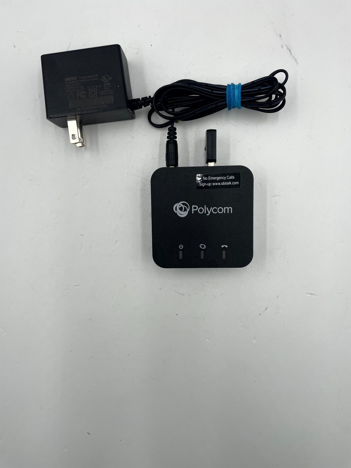 Polycom OBi200 VoIP Phone Adapter Black LAN Port Google Voice with Adapter & USB