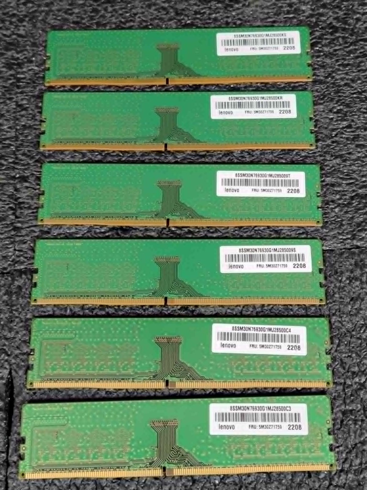 Lot 6 Lenovo 8GB 1Rx8 PC4-25600 DDR4-3200AA non-ECC Desktop/Workstation Memory