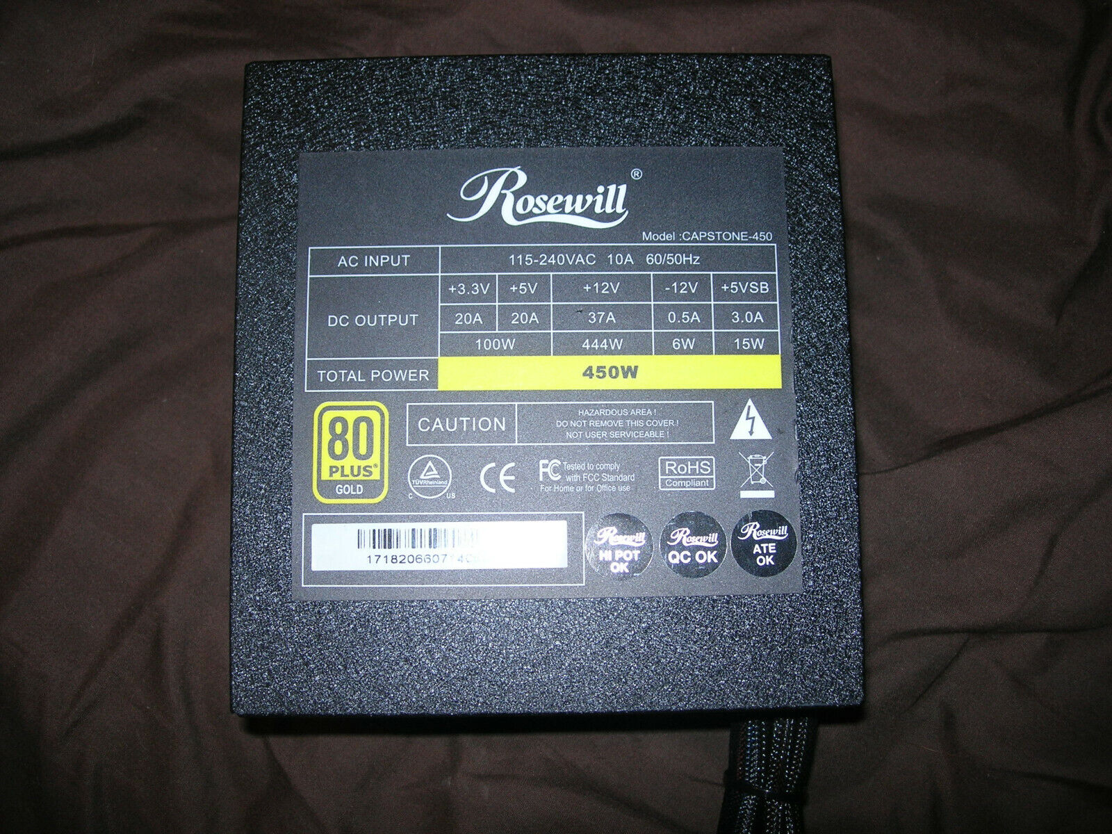 Rosewill Capstone 450w 80 Plus Gold Power Supply