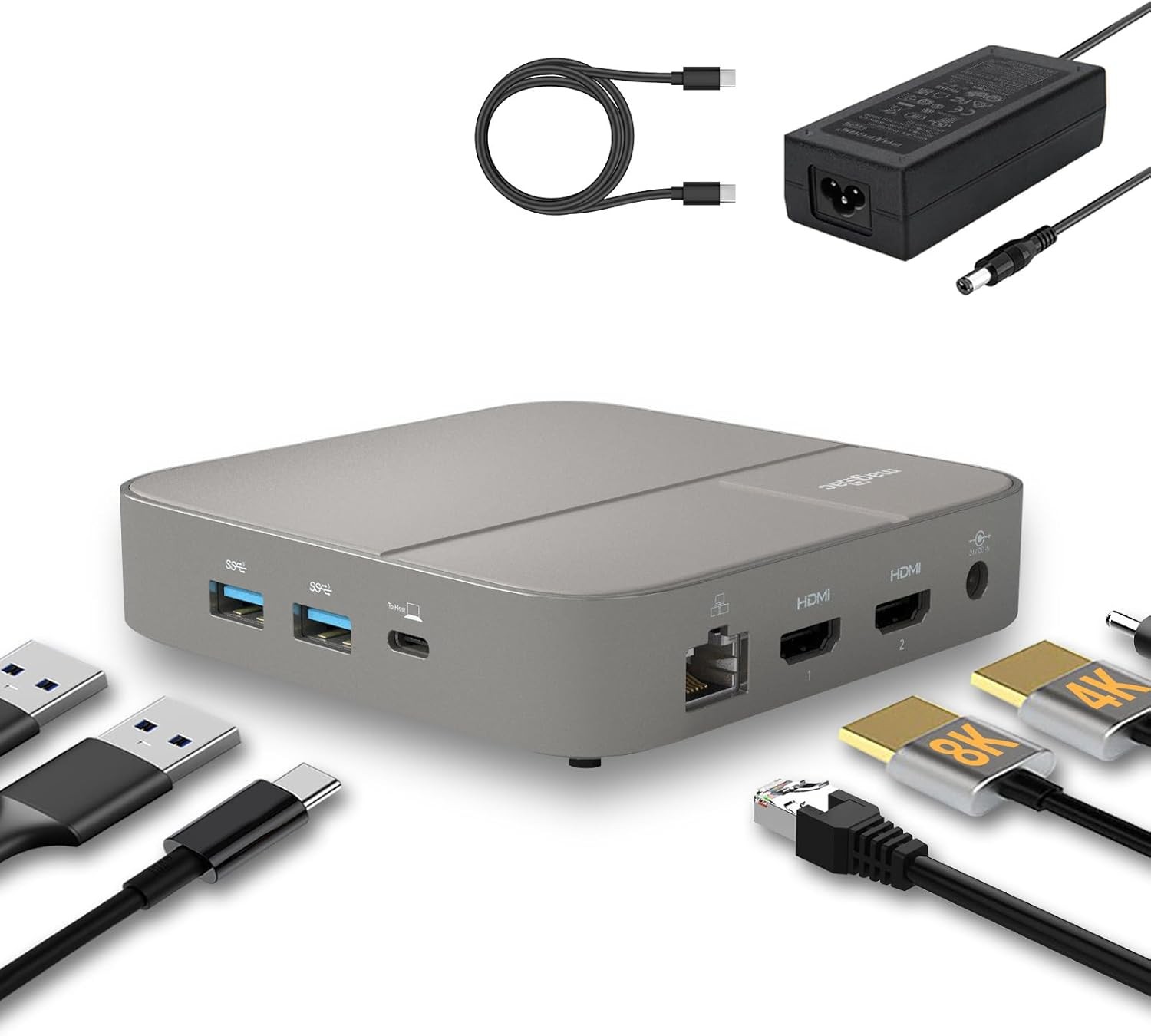 i-MagBac USB C Laptop Docking Station Dual Monitor 4K@60Hz or 8K@30Hz *6218C6D