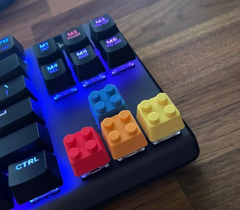 Custom Toy Brick 4 Piece Keycap Set – Fun & Colorful Mechanical Keyboard Upgrade