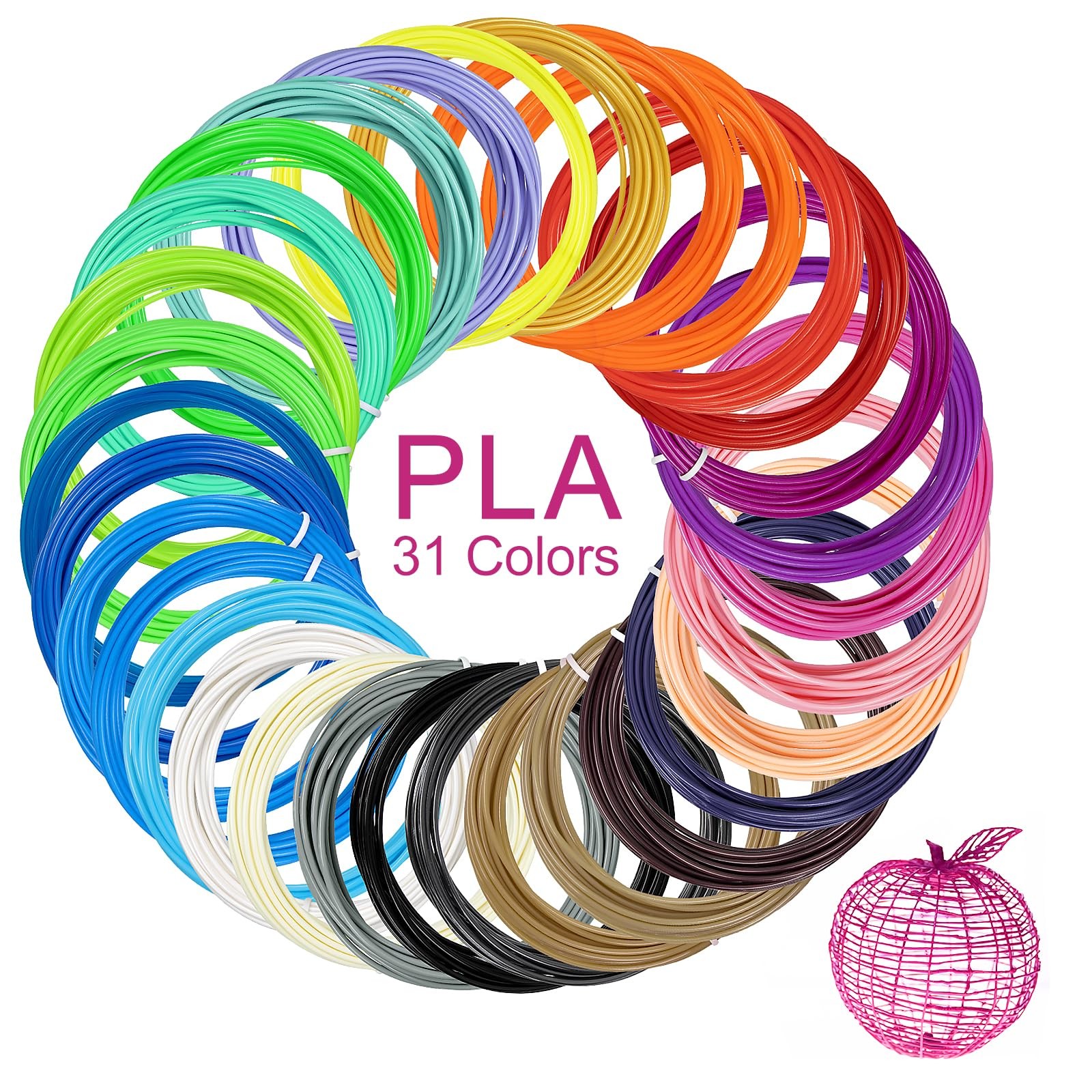 31 Colors 3D Pen Filament Refills Works with SCRIB3D PIKA3D MYNT3D 3D Pen, 16...