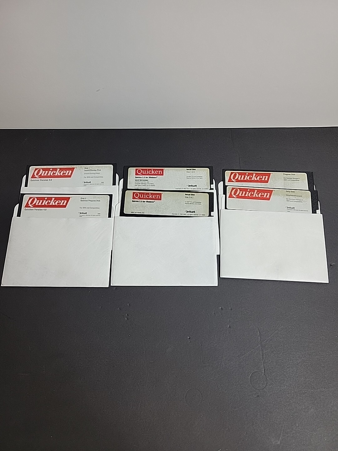 Intuit - Quicken LOT Bundle 6 5.25 Floppy Disks for IBM PCs - 2.0 4.0 Help Pro