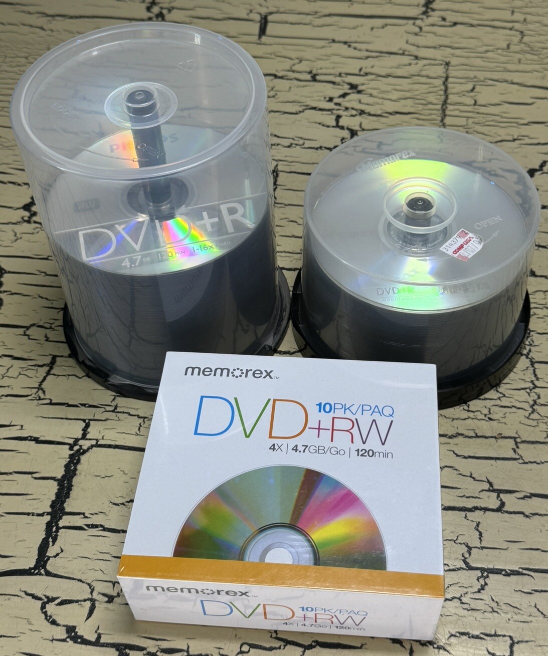Memorex & Philips Recordable DVD Mix Lot DVD+R DVD+RW 4.7GB 120Min 4X 8X 16X