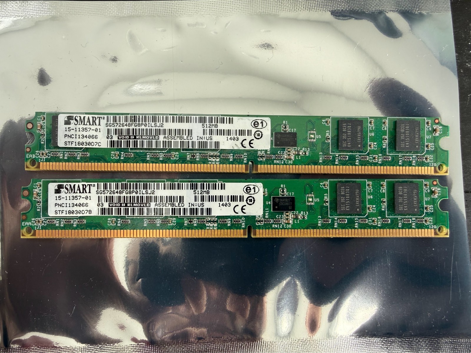 Lot of 2 - CISCO Smart 15-11357-01 512Mb DRAM Memory for 39xx 29xx ISR