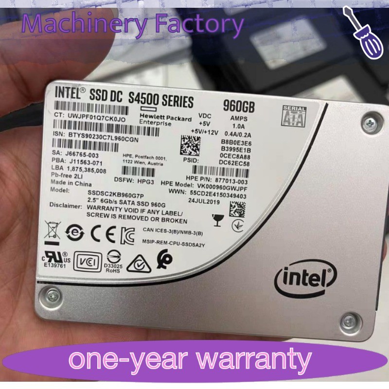 Used HP Intel S4500 960GB DC Series HPE SSD 2.5”SATA III SSDSC2KB960G7P SSD