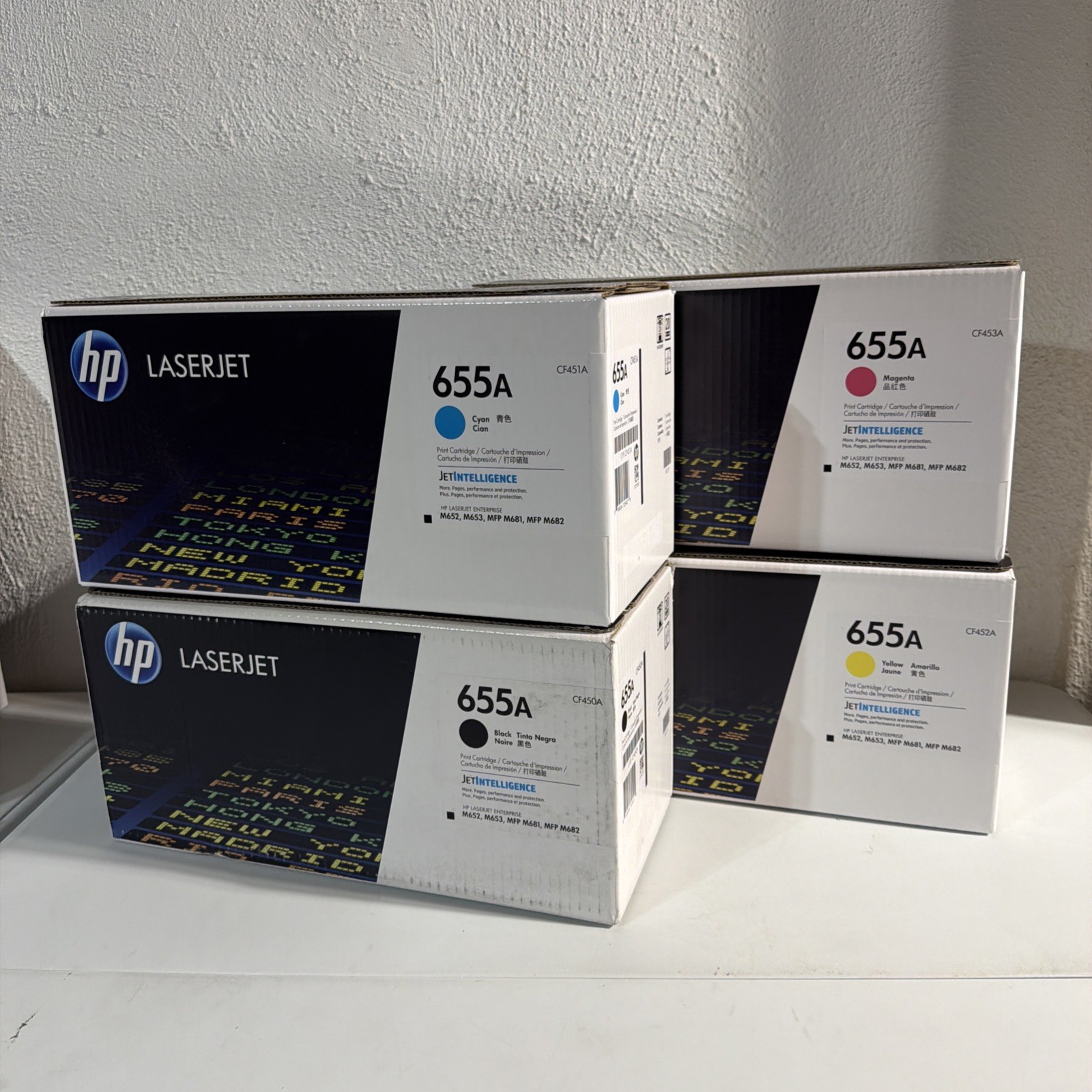 HP 655A Genuine OEM CMYK Full Toner Set CF450A CF451A CF452A CF453A Brand New