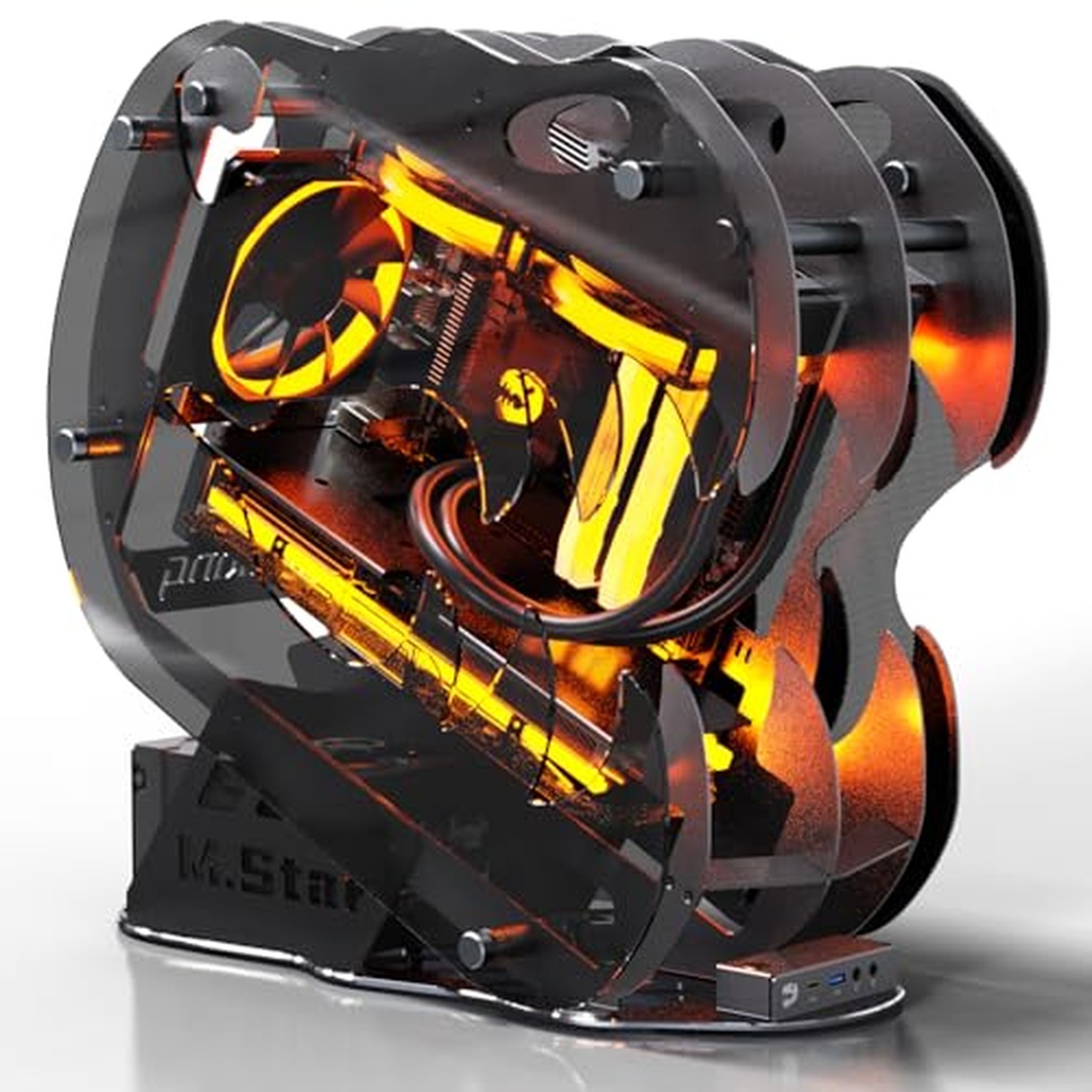 MegaPC Upgraded Open-Frame Mid-Tower Micro-ATX/Mini-ITX Gaming PC Case, Tempe...