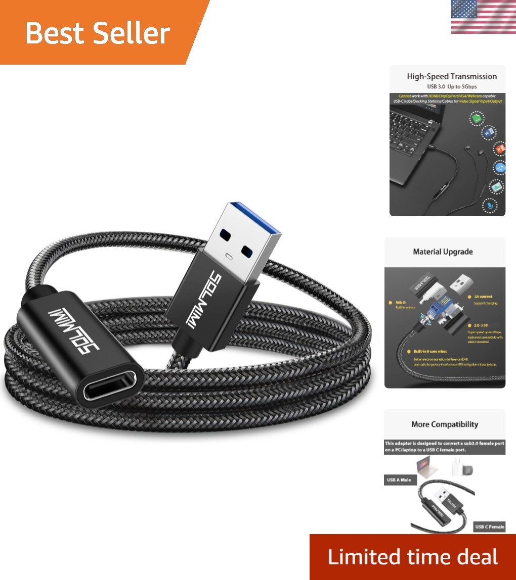USB C to USB 3.0 Male Adapter, 1.2M - Fast 5Gbps Data Transfer for Devices