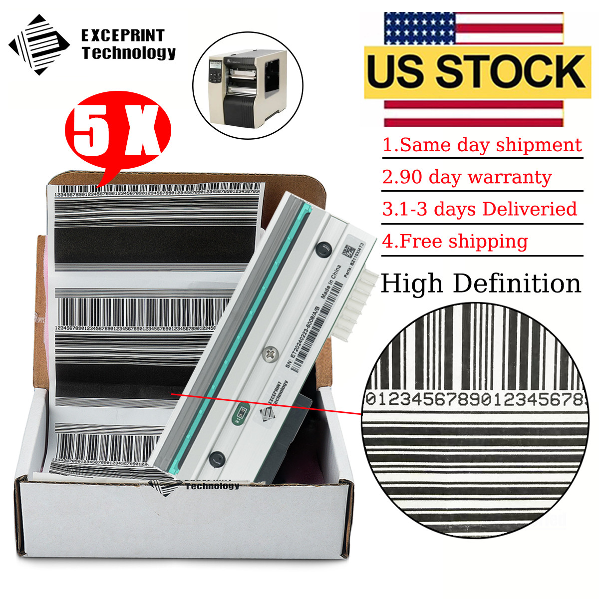✅ 5pcs Printhead For Zebra 110xi4 300Dpi Thermal Printer P1004232 USA STOCK ✅