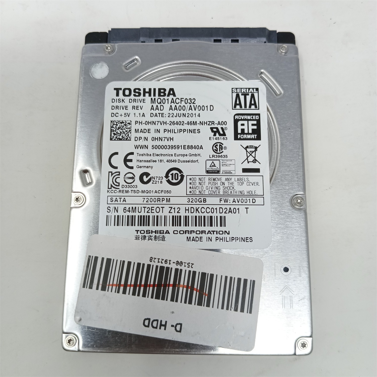 Toshiba MQ01ACF032 320GB 2.5" SATA III HDD - Tested