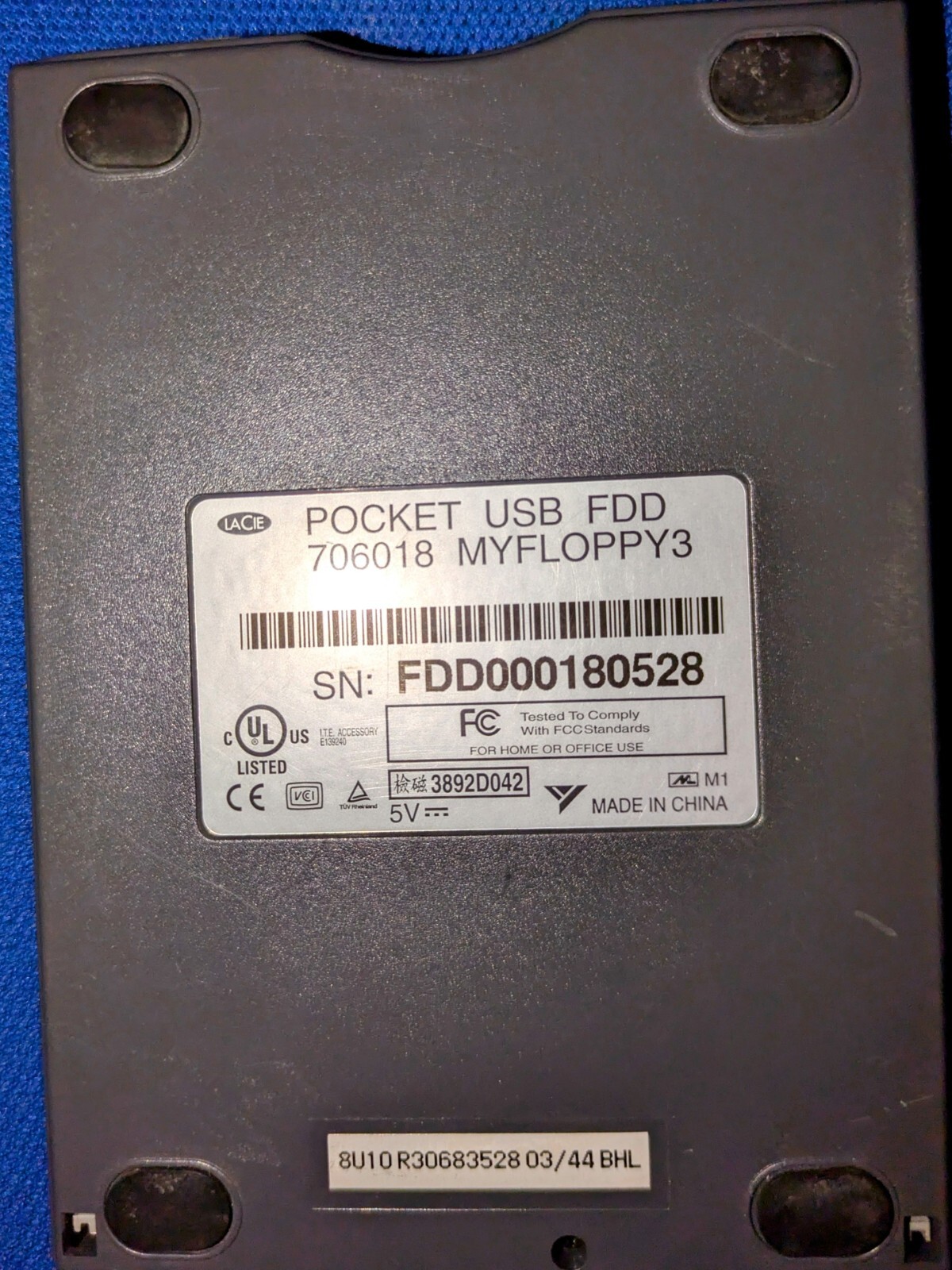 LaCie Pocket USB FDD 1.44MB Ext. Floppy Drive MYFLOPPY3 