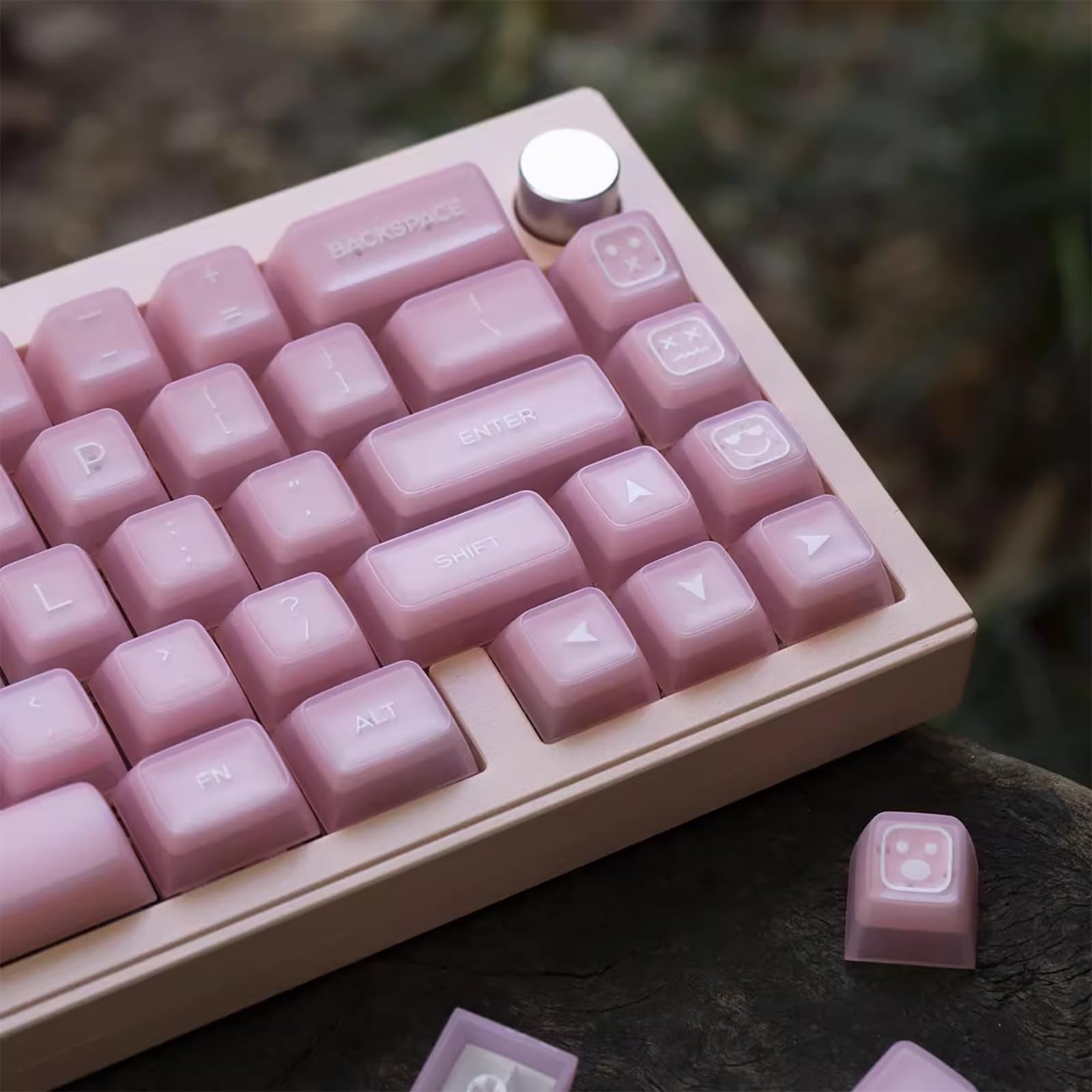 142 PCS Pink Jade PBT Keycaps Double Shot SA Profile Fits 61/64/87/104