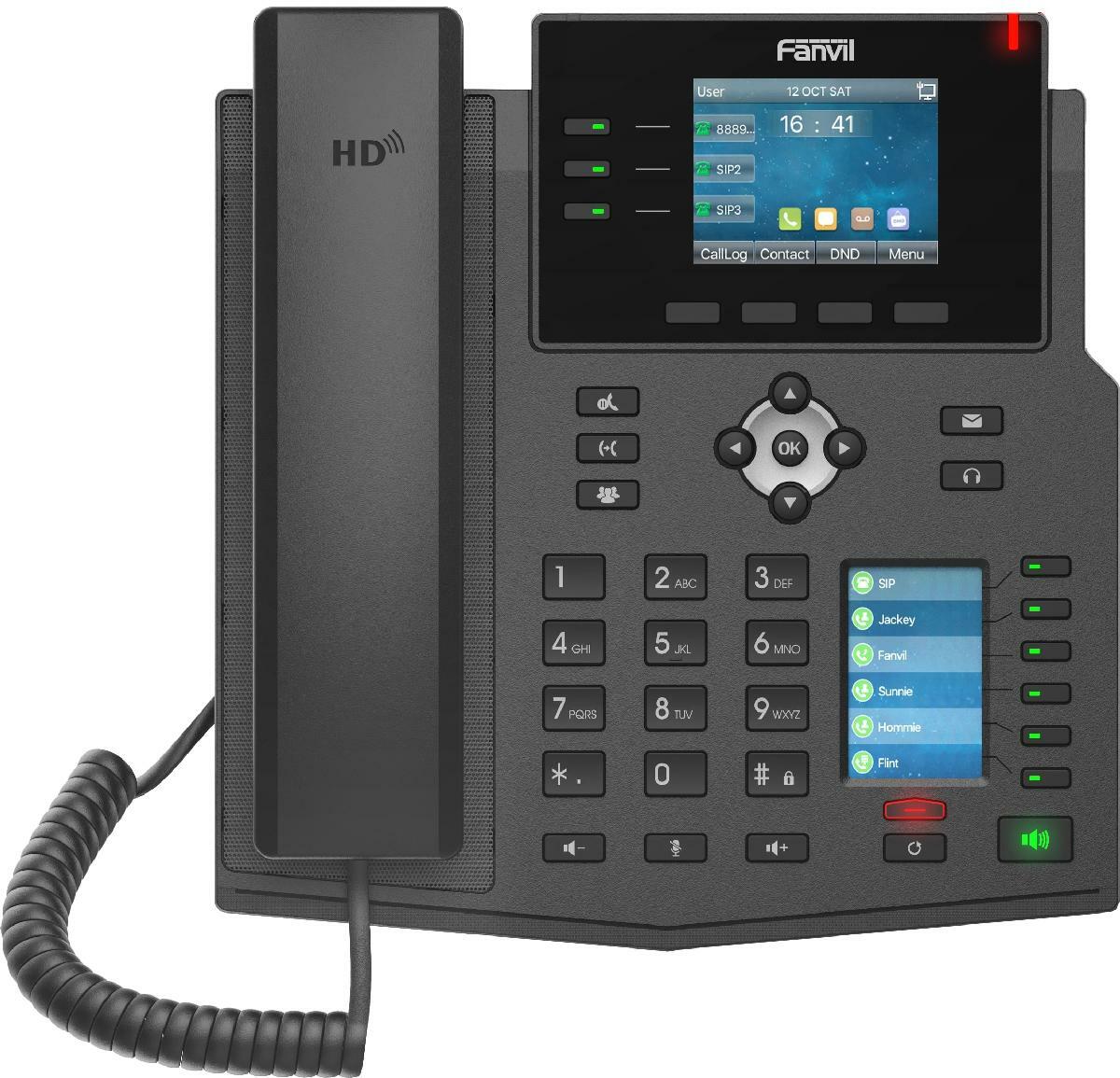 Fanvil X4U 12-Line Mid-level IP Phone - 2.8" Color Screen & 2.4" Side Screen
