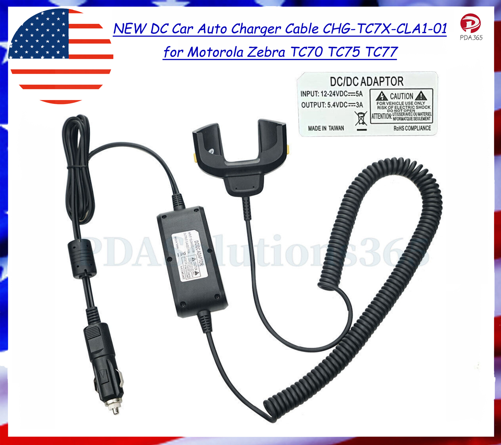 NEW DC Car Auto Charger Cable CHG-TC7X-CLA1-01 for  Zebra TC70 TC75 TC77