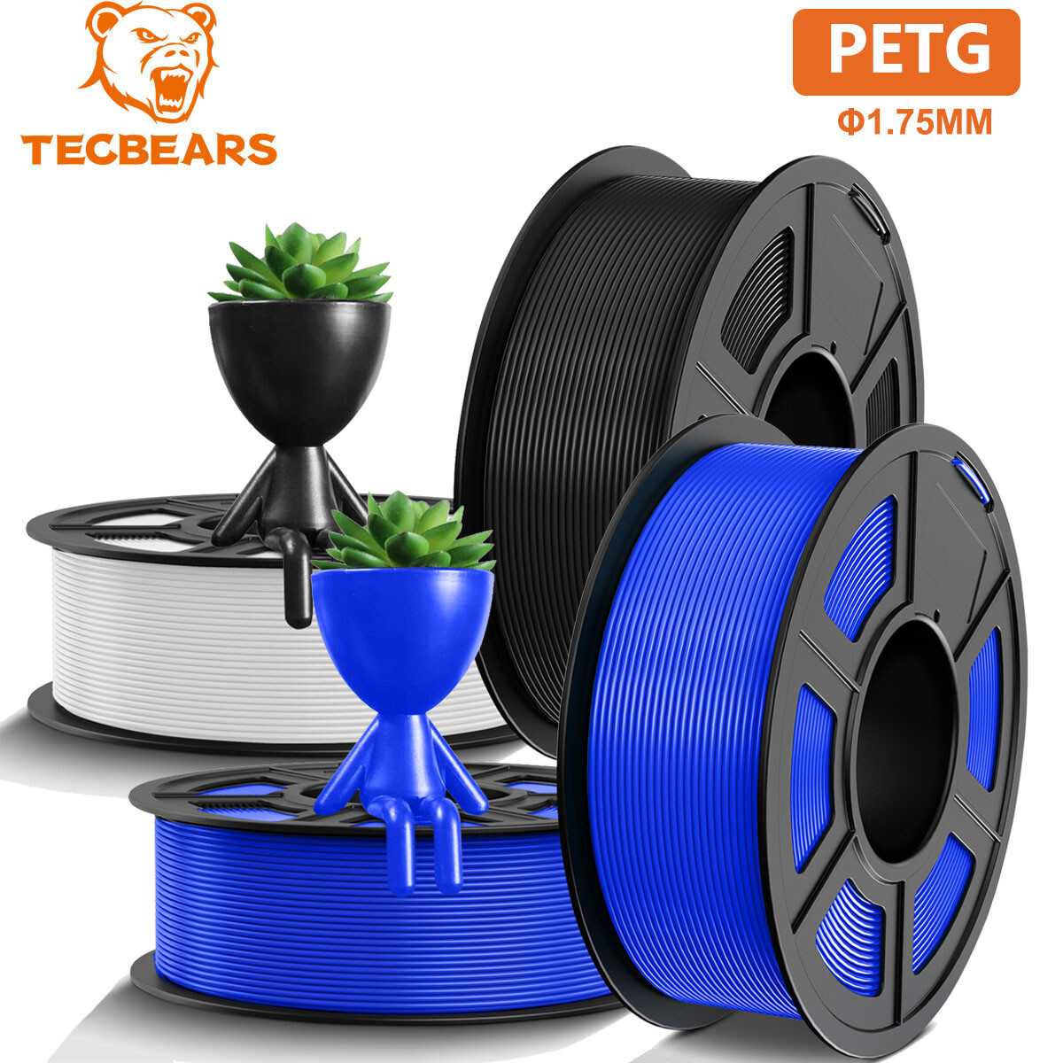 4KG TECBEARS PETG Filament 1.75mm Strong Toughness PETG 3D Printer Filament