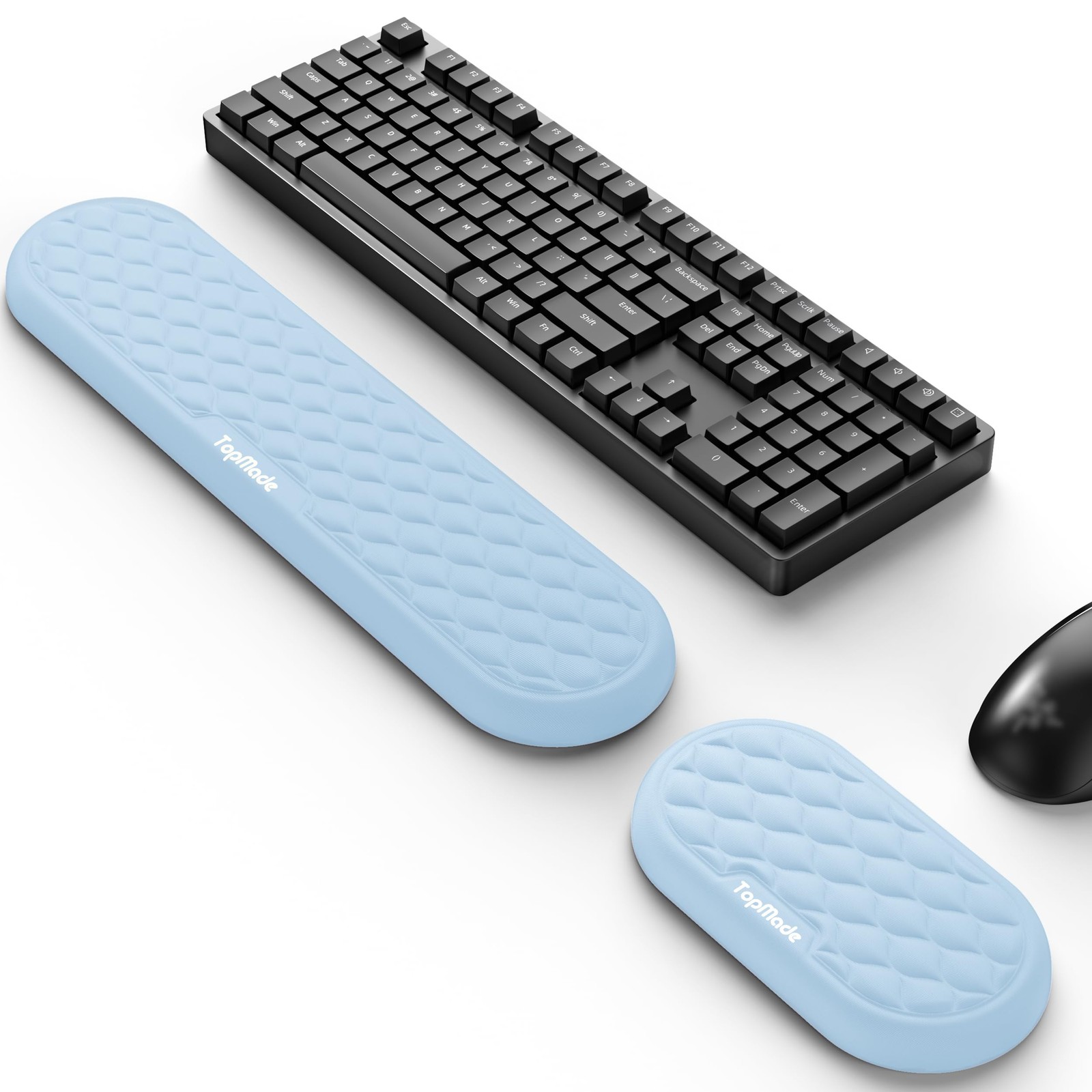 Ergonomic Wrist Rest Full Size Keyboard Mouse Support Pad Blue Memory Foam