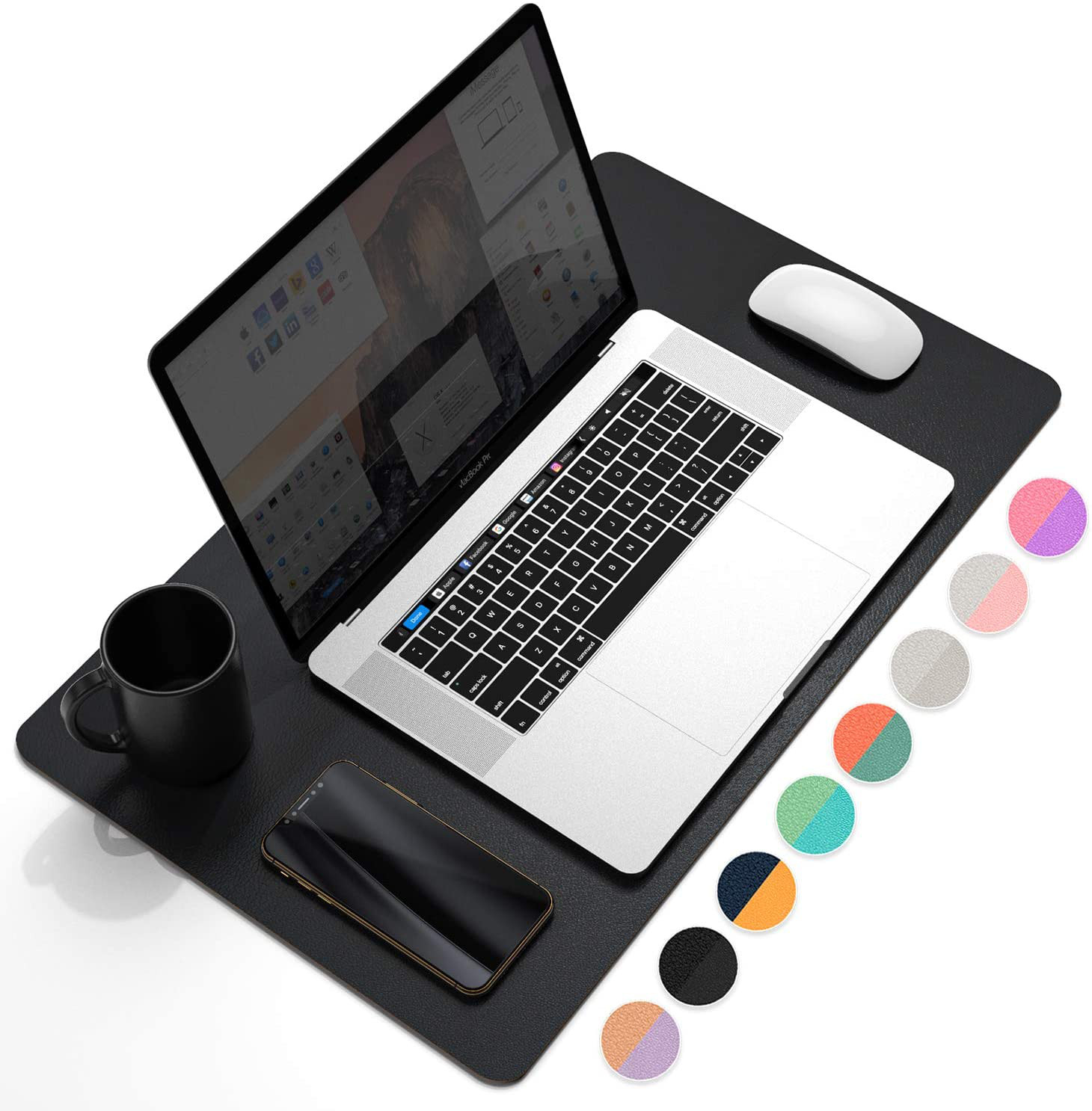 Ysagi Multifunctional Office Desk Pad, 23.6" X 13.7" Ultra Thin Waterproof Black
