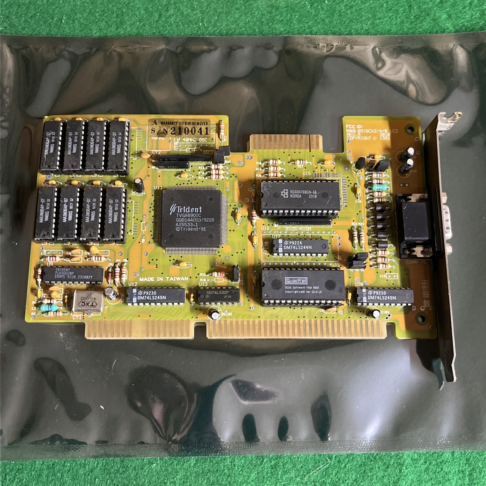 1991 Trident 8916Cx2/4/8 LC2  Video Card for DOS Retro Gaming used @2M