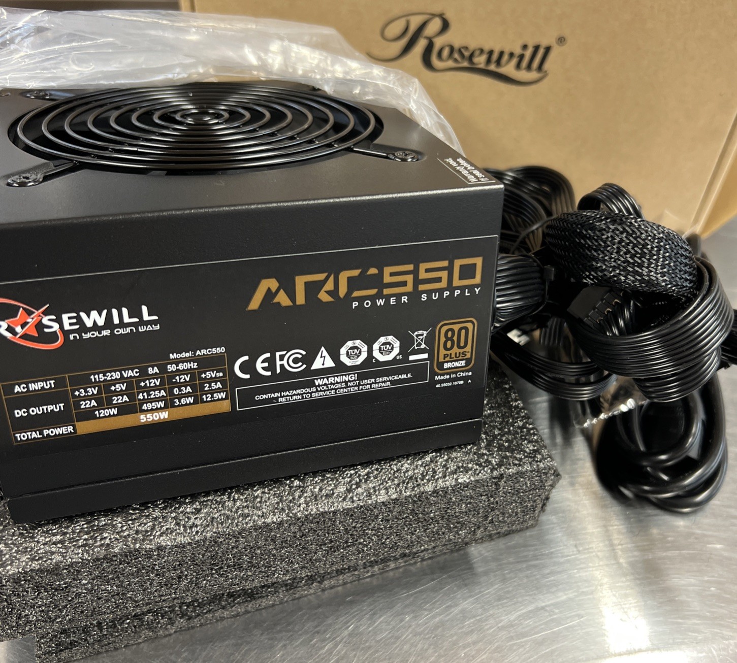 Rosewill 550 Watt Gaming Computer Power Supply, 80 Plus Bronze PSU ARC 550,black