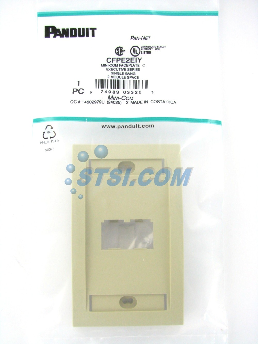 Panduit CFPE2EIY 2-Port Mini-Com Faceplate, Executive Series, Ivory ~STSI