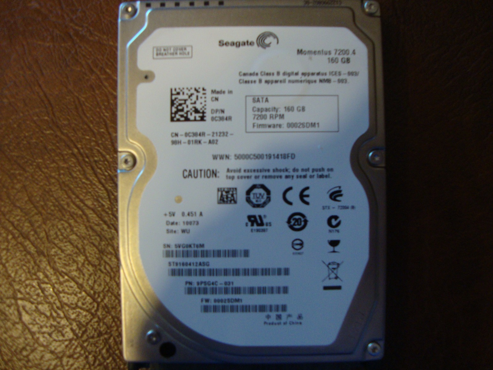 Seagate ST9160412ASG 9PSG4C-031 FW:0002SDM1 WU 160gb 2.5" Sata Hard drive