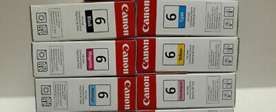 Set 6 Genuine Factory Sealed Canon 6 Inkjet Cartridges Blk Cyn Mag Yel BCI-6