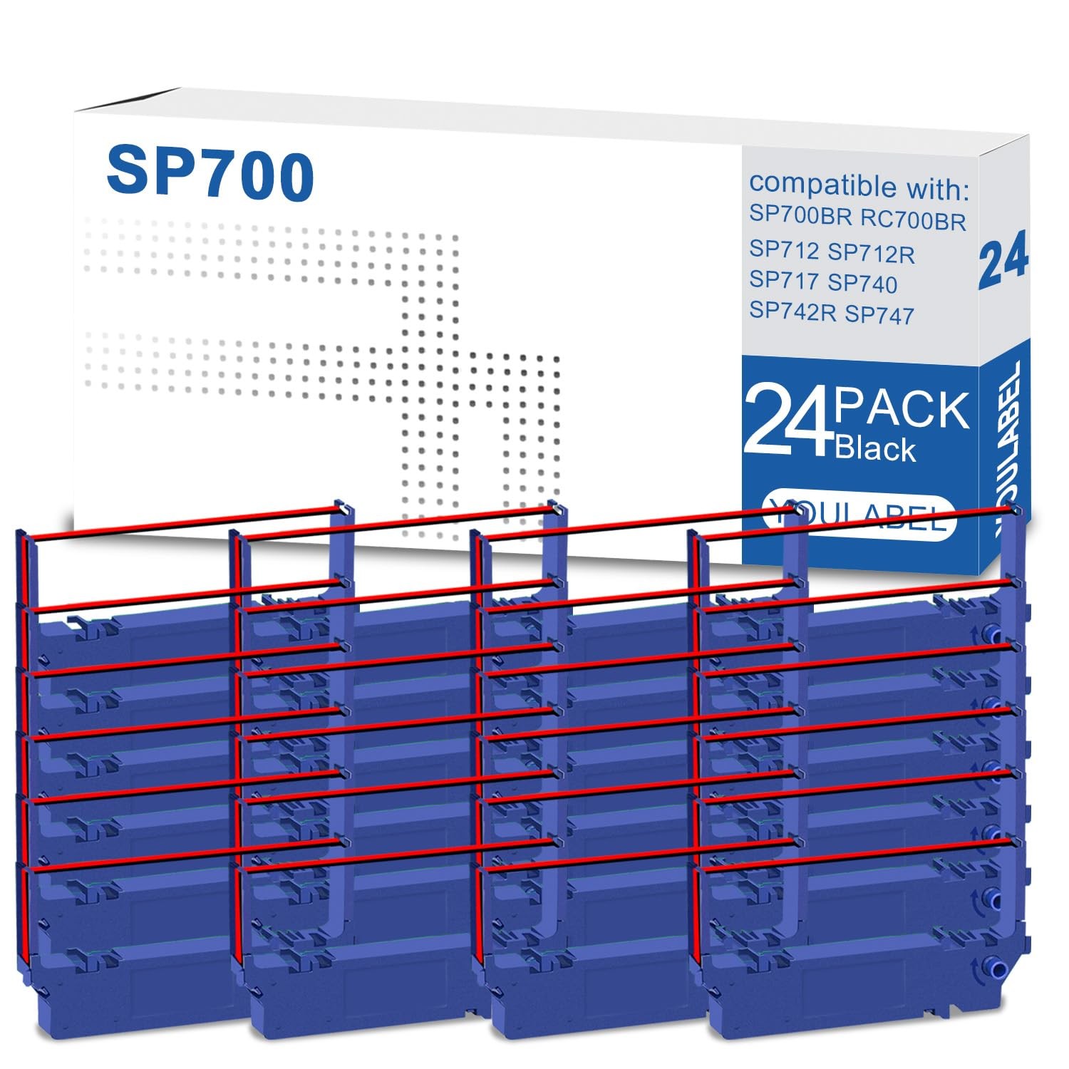 24 Pack SP700 Compatible Ink Ribbon Black and Red for Star SP-700 SP700 RC700...
