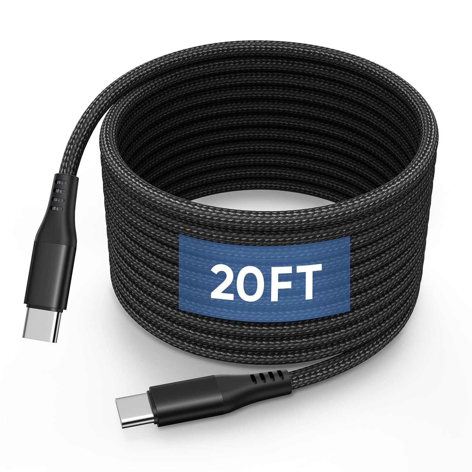 20FT USB C to C Cable 60W, Extra Long Type C Charger Fast 20FT, Black 