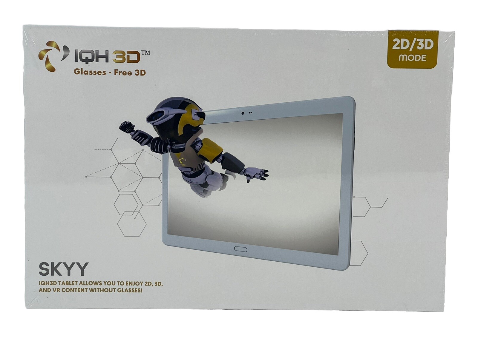IQH3D Skyy Tablet 128GB Storage Gold Color Android 8.0 No Glasses 3D New Sealed