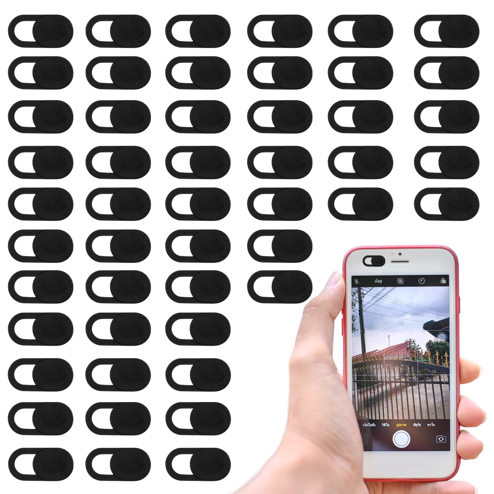 50 Pack Ultra-Thin Webcam Cover Slide 0.023 Inch Universal Laptop Camera